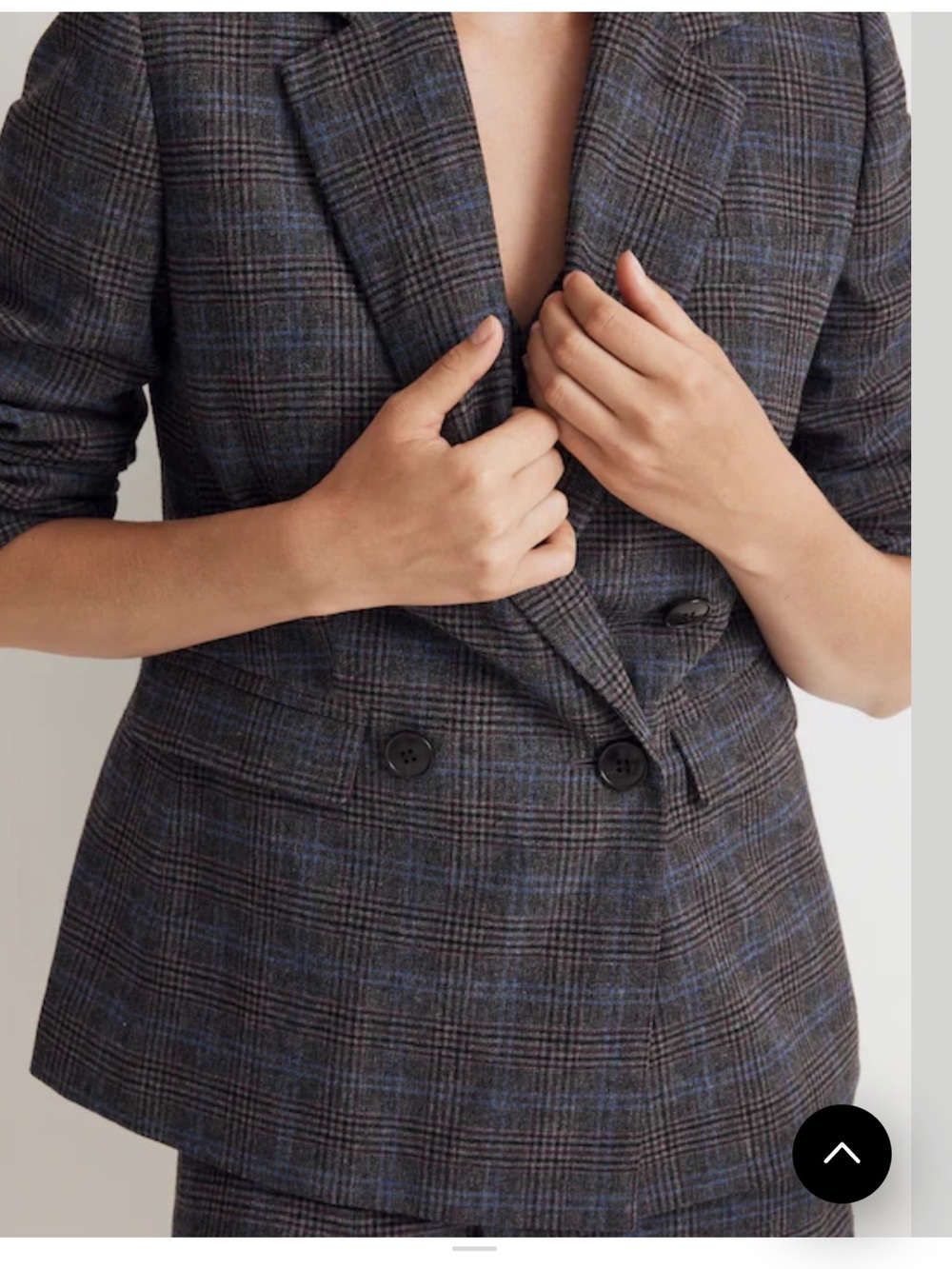 Madewell Plaid Fall Wool Rosdale Double-Breasted Blazer in Gray and Blue Size 6